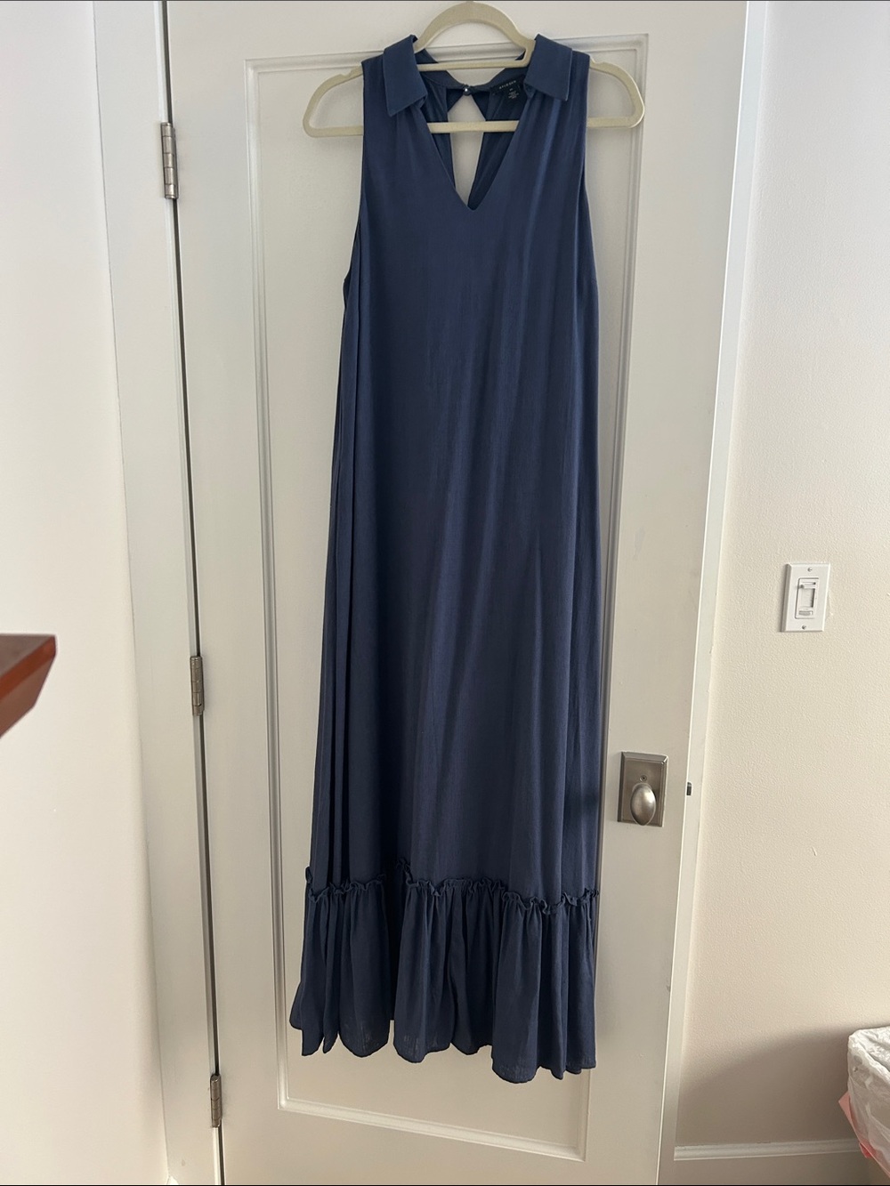 Halogen Navy Sleeveless Maxi Dress with Ruffle Hem